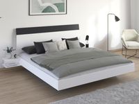 Bed met nachtkastjes MANOZA 180x200 cm wit/metaalgrijs - thumbnail