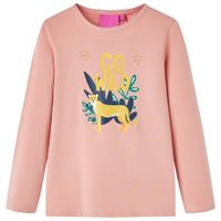 Kindershirt met lange mouwen dierenprint 128 lichtroze - thumbnail