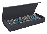 GEDORE TC 19-20-MU-10 Dopsleutelset, 52-delig, 1/4 inch en 1/2 inch in textieltas met draaggreep, hefboomomschakelratel, verlenging, cardanscharnier, zeskantige dopsleutelinzetstukken