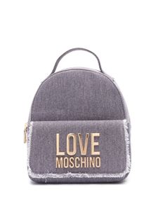 Love Moschino sac à dos en jean à bords francs - Bleu