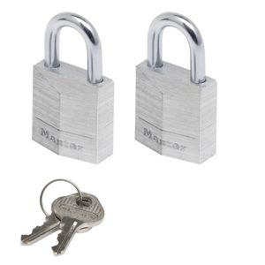 Masterlock 2 x 20mm | 11mm steel shackle, 3mm diam. | 3-pin cylinder | keyed alik | grijs - 9120EURT