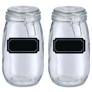 Weckpotten/inmaakpotten - 4x - 1.4L - glas - met beugelsluiting - incl. etiketten