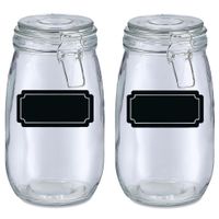 Weckpotten/inmaakpotten - 4x - 1.4L - glas - met beugelsluiting - incl. etiketten