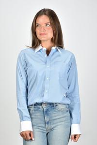 Ami Paris blouse Classic met lange mouwen en borstzakje blauw