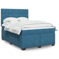 vidaXL Boxspring met matras fluweel blauw 160x200 cm, boxspring, ledikant, bedframe, bed, boxspring bed, bedbodem, seniorenbed, senioren bed
