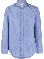 Brunello Cucinelli chemise rayée à col à découpes - Bleu - thumbnail