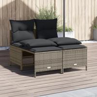 4-delige Loungeset met kussens poly rattan grijs