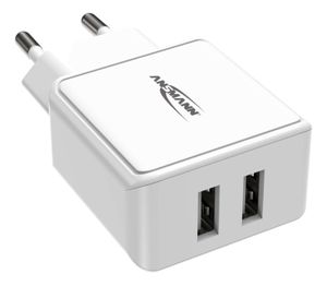 Ansmann HomeCharger HC212 USB-oplader 12 W Thuis Uitgangsstroom (max.) 2400 mA Aantal uitgangen: 2 x USB 2.0 bus A