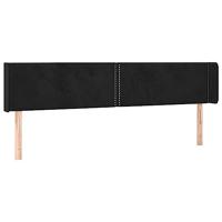 vidaXL Hoofdbord met randen 163x16x78/88 cm fluweel zwart, hoofdeinde, houten hoofdeinde, bedonderdeel, houten hoofdbord, slaapkamermeubel