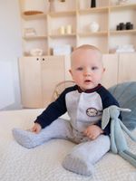 Molton babypyjama met opening aan de voorkant gechineerd lichtgrijs