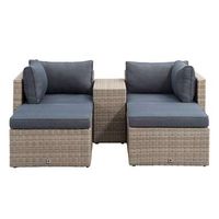 Loungeset Malaga compact - grijs - 5-delig - Leen Bakker