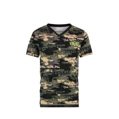 Vingino T-shirt Cameroene met camouflageprint groen/beige