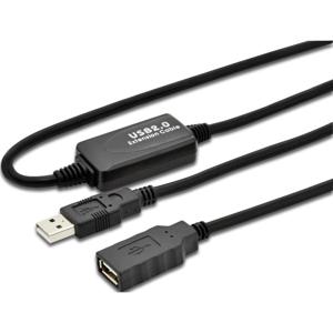 USB Verlengkabel [1x USB-A 2.0 stekker - 1x USB 2.0 bus A] 10.00 m Zwart Digitus