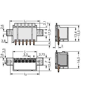 WAGO 2091-1403/005-000 Male behuizing (board) 2091 Totaal aantal polen: 3 Rastermaat: 3.50 mm Inhoud: 200 stuk(s)