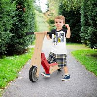 2-In-1 Omkeerbare Kinderstep Loopfiets met Antislip Stuur en Afneembare Zitting Step voor Kinderen Vanaf 3 Jaar Rood - thumbnail