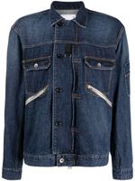 sacai straight-point collar cotton jacket - Bleu