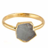 Geboortesteen Ring Ruwe Aquamarijn Maart - 925 Zilver Verguld - thumbnail