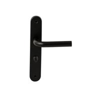 Hardbrass Deurkruk Oslo op ovaal langschild WC63/8mm - zwart