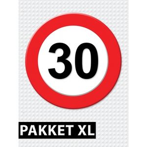 Verkeersbord  30 jaar versiering pakket XL   -