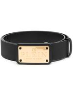 Philipp Plein ceinture en cuir à plaque logo - Noir