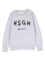 MSGM Kids sweat en coton à logo imprimé - Gris - thumbnail