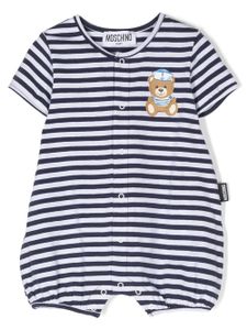 Moschino Kids barboteuse en coton à rayures - Bleu