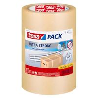 tesa Ultra Strong tape - Verpakkingstape van PVC met bijzonder sterke kleefkracht - Transparant - 3 rollen