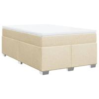 vidaXL Boxspring met matras stof crèmekleurig 120x190 cm, boxspring, ledikant, bedframe, bed, boxspring bed, bedbodem, seniorenbed, senioren bed
