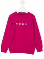 John Richmond Junior sweat à logo brodé de sequins - Rose - thumbnail