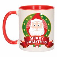 Kerstontbijt theebeker rood/wit Kerstman 300 ml - thumbnail