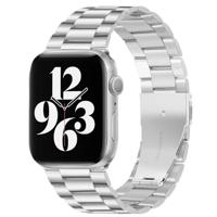 By Qubix - Stalen schakelband - Zilver - Compatible met Apple watch 44mm / 45mm / 46mm / 49mm - Compatible Apple watch bandjes