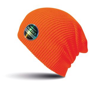 Warme gebreide Beanie wintermuts in het fel oranje   -