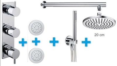 Mueller Massage Inbouw regendouche wandarm 20cm hoofddouche rond