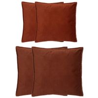 Bank/sierkussens huiskamer Sophia - set 4x stuks - Terracotta - polyester - met rits - In 2 formaten