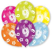 Amscan 27,5 cm 9e verjaardag, 6 ballonnen