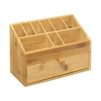 Ladeblokje/bureau organizer 1x lades en vakjes - bamboe hout - L26 x B12 x H18 cm - pennenbak - thumbnail