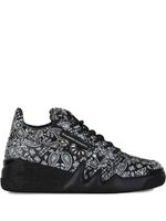 Giuseppe Zanotti baskets Talon à motif cachemire - Noir