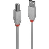 Lindy 36683 2m USB A USB B Mannelijk Mannelijk Grijs USB-kabel - thumbnail