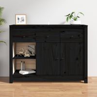 Dressoir 100x35x74 cm massief grenenhout zwart - thumbnail