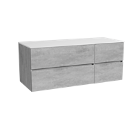 Storke Edge zwevend badmeubel 130 x 52 cm beton donkergrijs met Tavola enkel of dubbel wastafelblad in solid surface mat wit