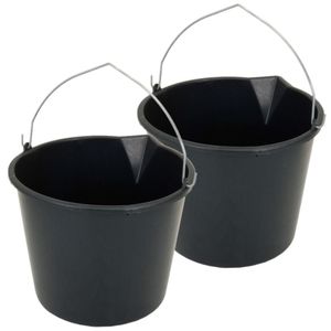 5x Stuks stevige zwarte huishoud emmer 16 liter met tuit