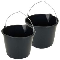 5x Stuks stevige zwarte huishoud emmer 16 liter met tuit - thumbnail