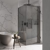 Saniclear Modern Nero rookglas douchecabine 120x90cm met 90cm deur anti-kalk zwart mat - thumbnail