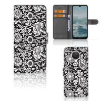 Nokia G10 | G20 Hoesje Black Flowers - thumbnail