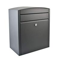 Brievenbus sterk! Antraciet, muurbrievenbus in metallic lak.