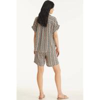 FREEQUENT blouse FQTEKA met all over print beige/zwart/koraal