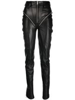 Mugler pantalon en cuir zippé - Noir - thumbnail