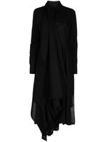 Yohji Yamamoto robe mi-longue Muslin à design drapé - Noir