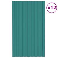 Dakpanelen 12 st 80x45 cm gegalvaniseerd staal groen