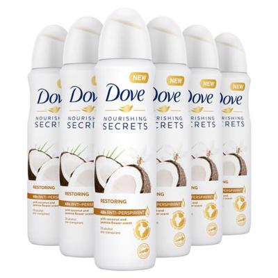 Dove Nourishing Secrets Coco & Jasmine anti-transpirant deodorant spray - 6 x 150 ml - voordeelverpakking Dove Nourishing Secrets Coco & Jasmine anti-transpirant deodorant spray - 6 x 150 ml - voordeelverpakking